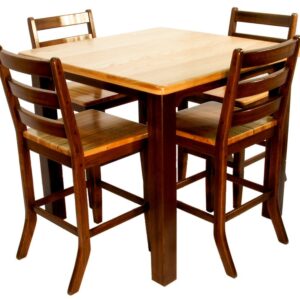 Solid Oak High Table and Chair Set – Mortise & Tenon Construction