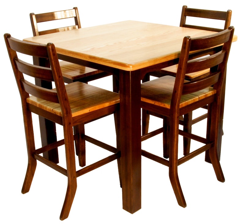 Solid Oak High Table and Chair Set – Mortise & Tenon Construction