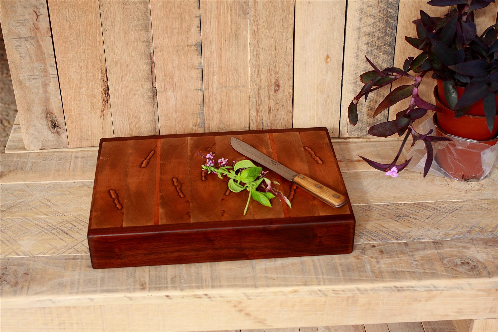 End Grain Butcher Block, Black Walnut Cherry Sycamore, Handmade Cutting Board - Image 2