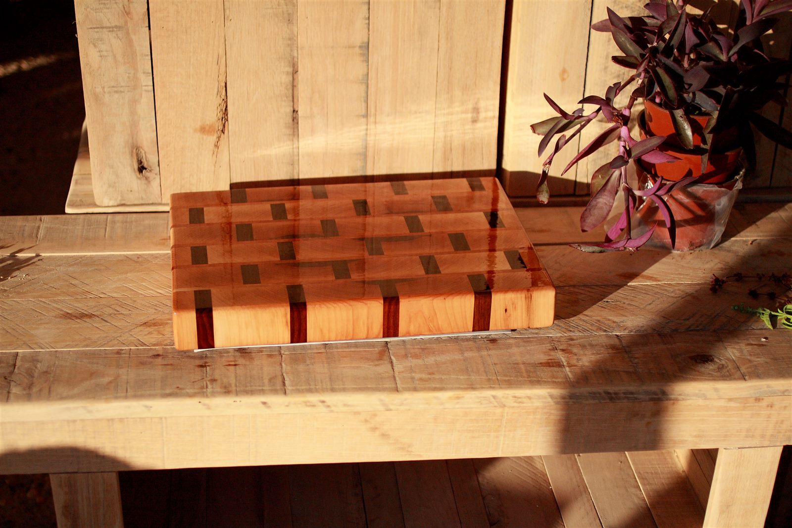 End Grain Butcher Block, Black Walnut Cherry Sycamore, Handmade Cutting Board - Image 3